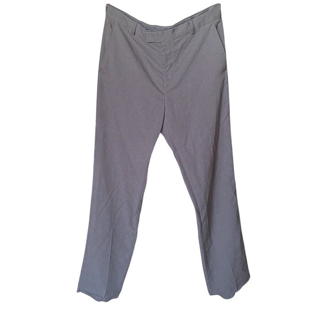 Uniqlo Dress Pants Mens Size L Black Straight Leg Flat Front Business